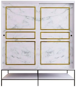 Ντουλάπα Δίφυλλη Martin 801CMY3445 190x57x200cm Marble Effect White-Gold Two Door
