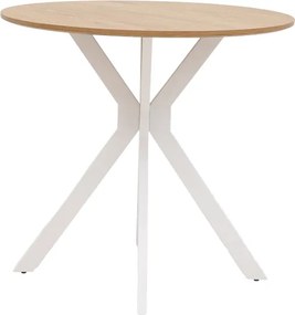 Τραπέζι Xuson pakoworld φυσικό mdf-πόδι λευκό μέταλλο Φ80x75εκ