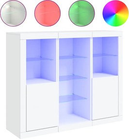 vidaXL Μπουφέδες με Φώτα LED 3 τεμ. Λευκοί από Επεξεργασμένο Ξύλο