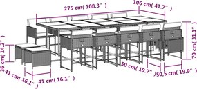 vidaXL Σετ Τραπεζαρίας Κήπου 15τεμ. Μικτό Μπεζ Συνθ. Ρατάν &amp; Μαξιλάρια