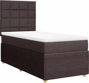 vidaXL Κρεβάτι Boxspring με Στρώμα Σκούρο Καφέ 90x190 εκ. Υφασμάτινο