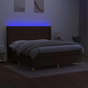 ΚΡΕΒΑΤΙ BOXSPRING ΜΕ ΣΤΡΩΜΑ &amp; LED ΣΚ.ΚΑΦΕ 160X200ΕΚ. ΥΦΑΣΜΑΤΙΝΟ 3138968