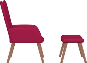vidaXL Πολυθρόνα Relax Μπορντό Βελούδινη με Σκαμπό