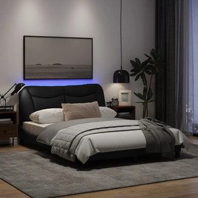 Πλαίσιο Κρεβατιού με LED Μαύρο 120 x 200 εκ. Υφασμάτινο - Μαύρο