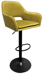 Σκαμπό Bar ArteLibre SHAND Με Πλάτη Πτυσσόμενο Μουσταρδί Βελούδο/Μέταλλο 53x53x92-114cm