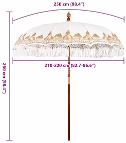 vidaXL Ομπρέλα ηλίου Κρεμ 210-220 εκ
