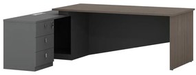 Work desk professional left corner Denith charcoal-walnut 220x180x75cm 220x180x75 εκ.