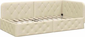 vidaXL Κρεβάτι Γωνίας Κρεμ 90 x 200 cm ύφασμα