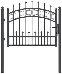 vidaXL Πύλη Φράχτη με Στρογγυλή Κορυφή Γκρι 103 x 75 εκ. Ατσάλι