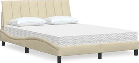 vidaXL Κρεβάτι με Στρώμα Hanko Κρεμ 120x200 εκ. Υφασμάτινο