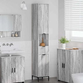 vidaXL Ψηλό ντουλάπι μπάνιου με πόρτα Γκρι sonoma 31.5 x 33 x 190 εκ.