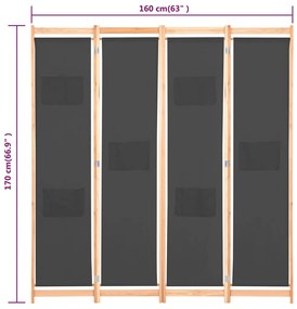 ΔΙΑΧΩΡΙΣΤΙΚΟ ΔΩΜΑΤΙΟΥ ΜΕ 4 ΠΑΝΕΛ ΓΚΡΙ 160X170X4 ΕΚ. ΥΦΑΣΜΑΤΙΝΟ 248176