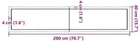 Επιφ Τραπεζιού Αν Καφέ 200x40x(2-4)εκ.Ακατέργ. Μασίφ Ξύλο Δρυός - Καφέ