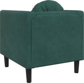 vidaXL Πολυθρόνα Σκούρο Πράσινο Βελούδινη με Μαξιλάρι