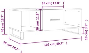 Τραπεζάκι Σαλονιού Καφέ Δρυς 102x50x40 εκ. Επεξεργασμένο Ξύλο - Καφέ