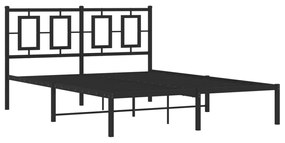 vidaXL Πλαίσιο Κρεβατιού με Κεφαλάρι Μαύρο 140 x 200 εκ. Μεταλλικό
