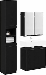 vidaXL Σετ Ντουλαπιών Μπάνιου 3 pcs Μαύρη Οξυά Επεξεργασμένο ξύλο