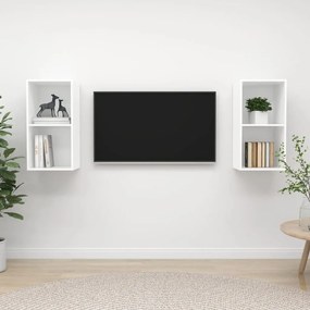 Έπιπλο Τηλεόρασης Κρεμαστό 2 τεμ. Λευκό από Μοριοσανίδα - Λευκό