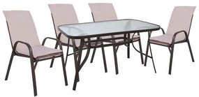 Set Dining Table 5 pieces chairs with pillow &amp; table 140x80  Brown