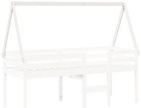 vidaXL Οροφή Κρεβατιού Παιδική Λευκό 199x80,5x88 εκ. Μασίφ Ξύλο Πεύκου