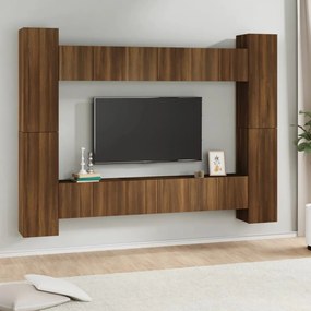 vidaXL Σετ Επίπλων Τηλεόρασης 10 Τεμαχίων Καφέ Δρυς Επεξεργασμένο Ξύλο