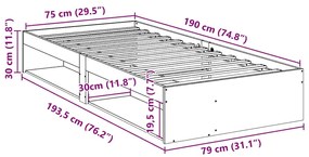 ΚΡΕΒΑΤΙ ΗΜΕΡΑΣ ΧΩΡΙΣ ΣΤΡΩΜΑ 75X190 CM ΣΤΕΡΕΟ ΞΥΛΟ ΠΕΥΚΟ 859250