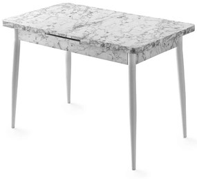 Τραπέζι Επεκτεινόμενο Ay 974NMB1143 120/150x70x75cm Marble Effect White Μοριοσανίδα, Μέταλλο