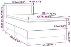 vidaXL Κρεβάτι Boxspring με Στρώμα Μπλε 100 x 200 εκ. Υφασμάτινο