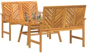 vidaXL Σετ Ξαπλώστρας Κήπου 3 pcs Καφέ Στερεό Ξύλο Ακακίας