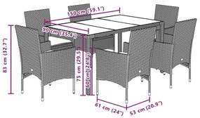 ΣΕΤ ΤΡΑΠΕΖΑΡΙΑΣ ΚΗΠΟΥ 7 ΤΕΜ. ΓΚΡΙ ΣΥΝΘ.ΡΑΤΑΝ/ΓΥΑΛΙ ΜΕ ΜΑΞΙΛΑΡΙΑ 3278558