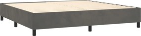vidaXL Κρεβάτι Boxspring με Στρώμα &amp; LED Σκ. Γκρι 200x200εκ. Βελούδινο