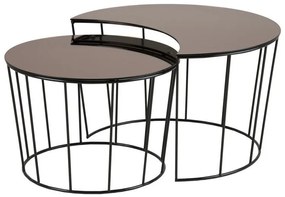 Σετ τραπεζιών περιοδικών Oakland 174, Καφέ, Μαύρο, 45cm, Γυαλί