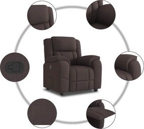vidaXL Πολυθρόνα Ανακλινόμενη Σκούρο Καφέ Υφασμάτινη