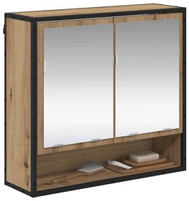 vidaXL Καθρέφτης Ντουλάπα Μπάνιου με ράφι artisan δρυς 65 x 20 x 60 εκ