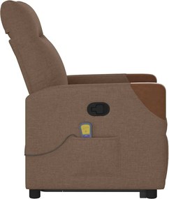 vidaXL Πολυθρόνα Μασάζ Ανακλινόμενη με Ανύψωση Καφέ Υφασμάτινη