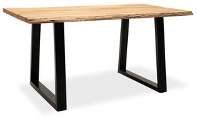 Τραπέζι Miles μασίφ ξύλο 4εκ φυσικό-πόδι μαύρο 160x90x79εκ Υλικό: 4CM SOLID WOOD - METAL 113-000006