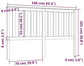 vidaXL Κεφαλάρι Κρεβατιού Γκρι 166x6x101 εκ. από Μασίφ Ξύλο Πεύκου