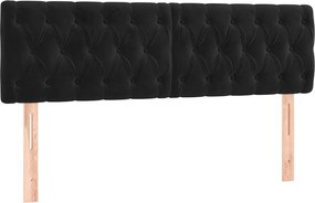 vidaXL Κρεβάτι Boxspring με Στρώμα Μαύρο 140x190 εκ. Βελούδινο