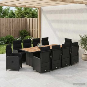 vidaXL Σετ Εξωτερικής Τραπέζης 11 τμχ. Μαύρο 240 x 90 x 75 cm