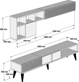 Σύνθεση Τηλεόρασης Καρυδί / Λευκό GAFLIE 180x35x40
