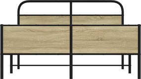 vidaXL Σκελετός Κρεβ. Χωρίς Στρώμα Sonoma Δρυς 150x200 εκ. Μεταλλικό
