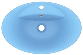 vidaXL Νιπτήρας με Υπερχείλιση Οβάλ Γαλάζιο Ματ 58,5x39 εκ. Κεραμικός