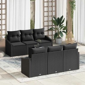 vidaXL Σετ Καναπέ με μαξιλάρι 7 pcs Μαύρο συνθετικό ρατάν
