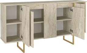 Μπουφές Orontes Megapap χρώμα travertine - χρυσό 160x35,2x80εκ.