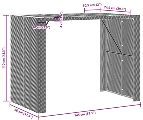 Τραπέζι Κήπου Επιφάνεια Ακακίας Γκρι 145x80x110 εκ. Συνθ. Ρατάν - Γκρι