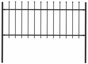 vidaXL Φράχτης Κήπου με Κορυφή Δόρυ Μαύρος Ατσάλινος 181 x 80 εκ.