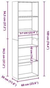 ΒΙΒΛΙΟΘΗΚΗ ΓΚΡΙ ΣΚΥΡΟΔΕΜΑΤΟΣ 60X30X189 ΕΚ. ΕΠΕΞΕΡΓ. ΞΥΛΟ 857920