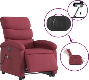 vidaXL Πολυθρόνα Μασάζ Ηλεκτρική Ανακλ. Μπορντό Υφασμάτινη