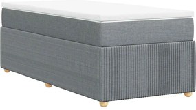 vidaXL Κρεβάτι Boxspring με Στρώμα Ανοιχτό Γκρι 90x190 εκ. Υφασμάτινο