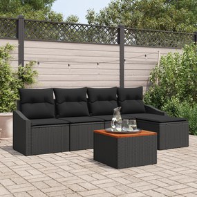 vidaXL Σετ Σαλονιού Κήπου 6 pcs Μαύρο 55 x 55 x 37 εκ Ρατάν, Ξύλο